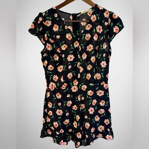 SWEET WANDERER • Black and Pink Floral Romper